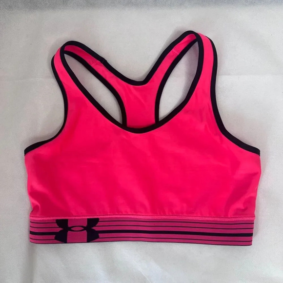 Under Armour Hot Sports Bra SET OF TWO Pink‎ & Black Racerback Size Small - Picture 3 of 6